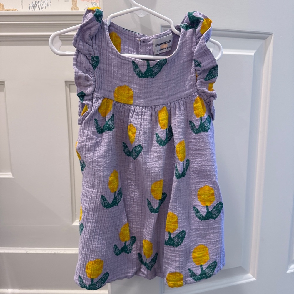 Bobo Choses Lavender Dress with Floral Accents